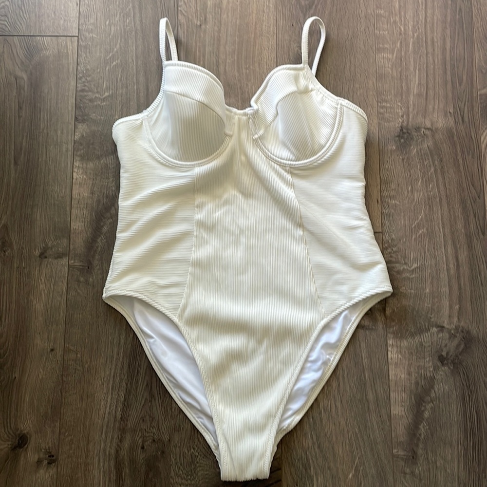 Textured-Rib High-Cut One-Piece Swimsuit